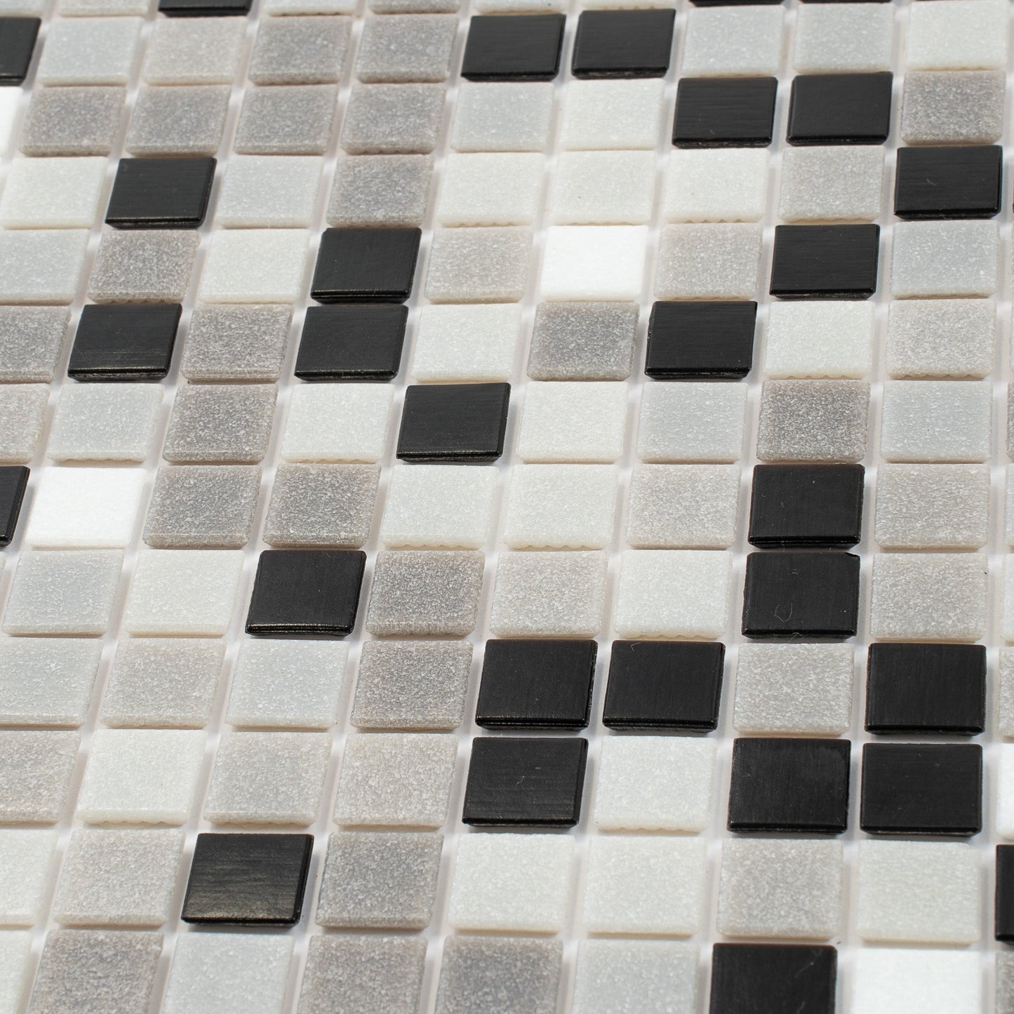 Gray and Black 12 x 12 Glossy Glass Mosaic Tile