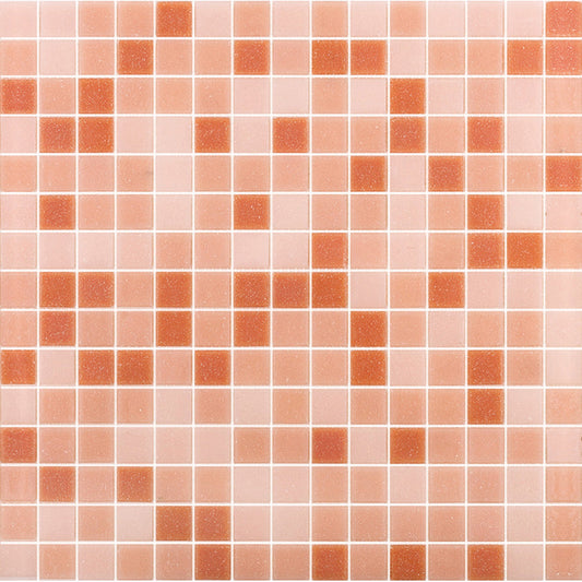 Peach Pink 12 x 12 Glossy Glass Mosaic Tile - Sample
