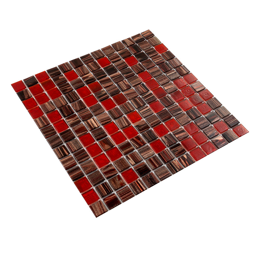 Berry Red 12 x 12 Glossy Glass Mosaic Tile