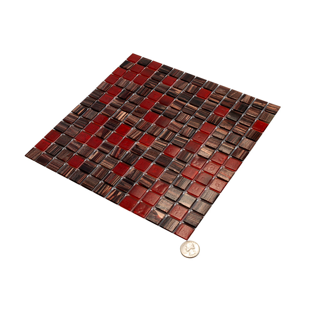 Berry Red 12 x 12 Glossy Glass Mosaic Tile