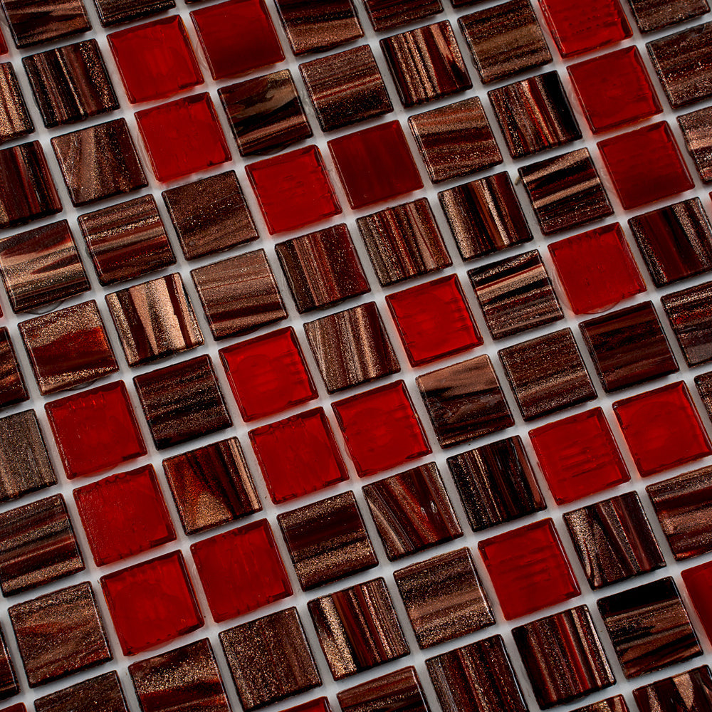 Berry Red 12 x 12 Glossy Glass Mosaic Tile