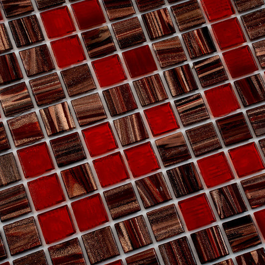 Berry Red 12 x 12 Glossy Glass Mosaic Tile - Sample