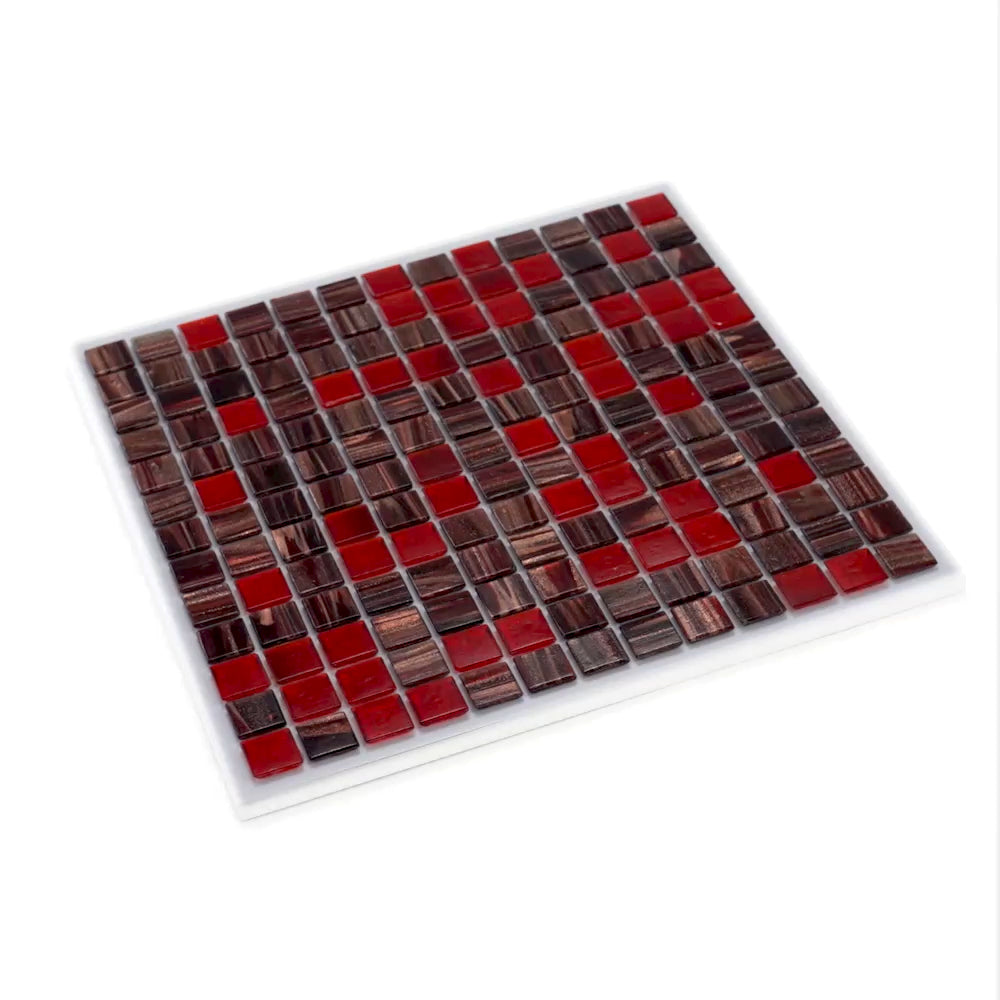 Berry Red 12 x 12 Glossy Glass Mosaic Tile