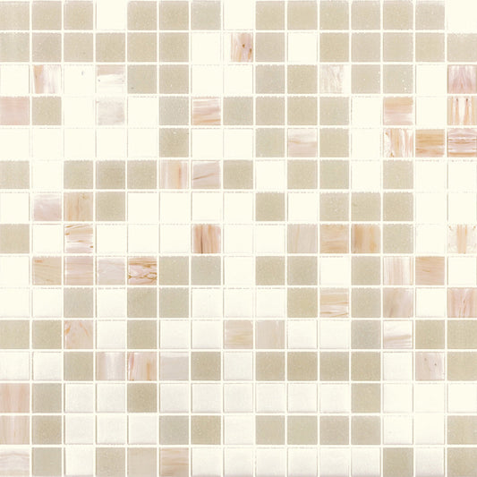 White and Gray 12 x 12 Glossy Glass Mosaic Tile - Sample