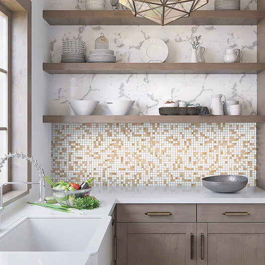 White and Beige 12 x 12 Glossy Glass Mosaic Tile - Sample