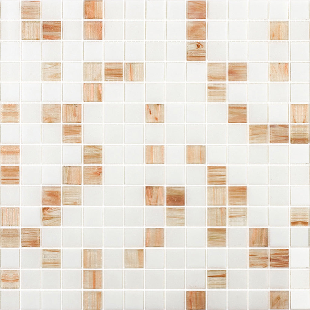 White and Beige 12 x 12 Glossy Glass Mosaic Tile