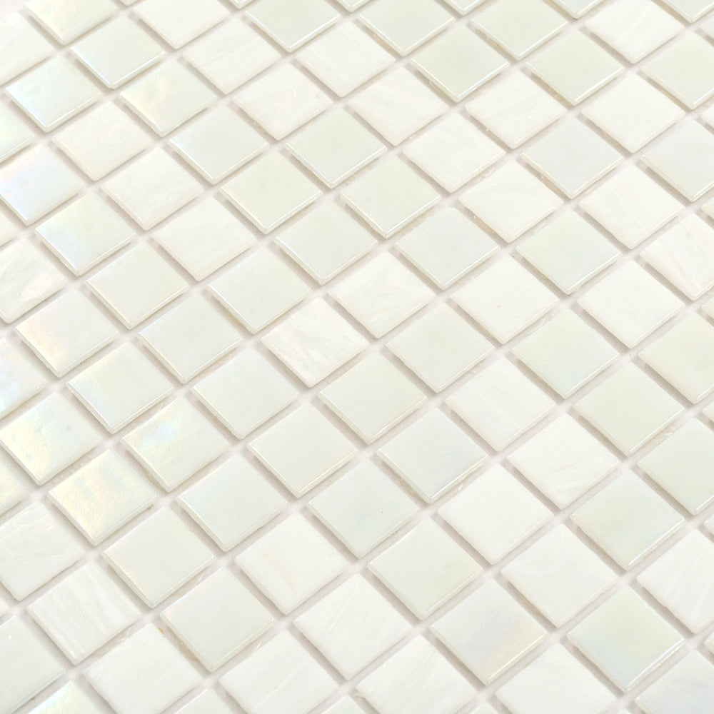 Cotton White 12 x 12 Glossy Glass Mosaic Tile