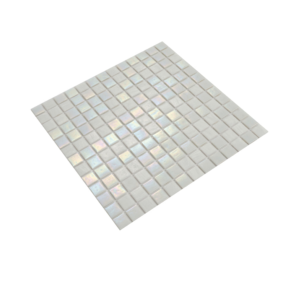 Cotton White 12 x 12 Glossy Glass Mosaic Tile