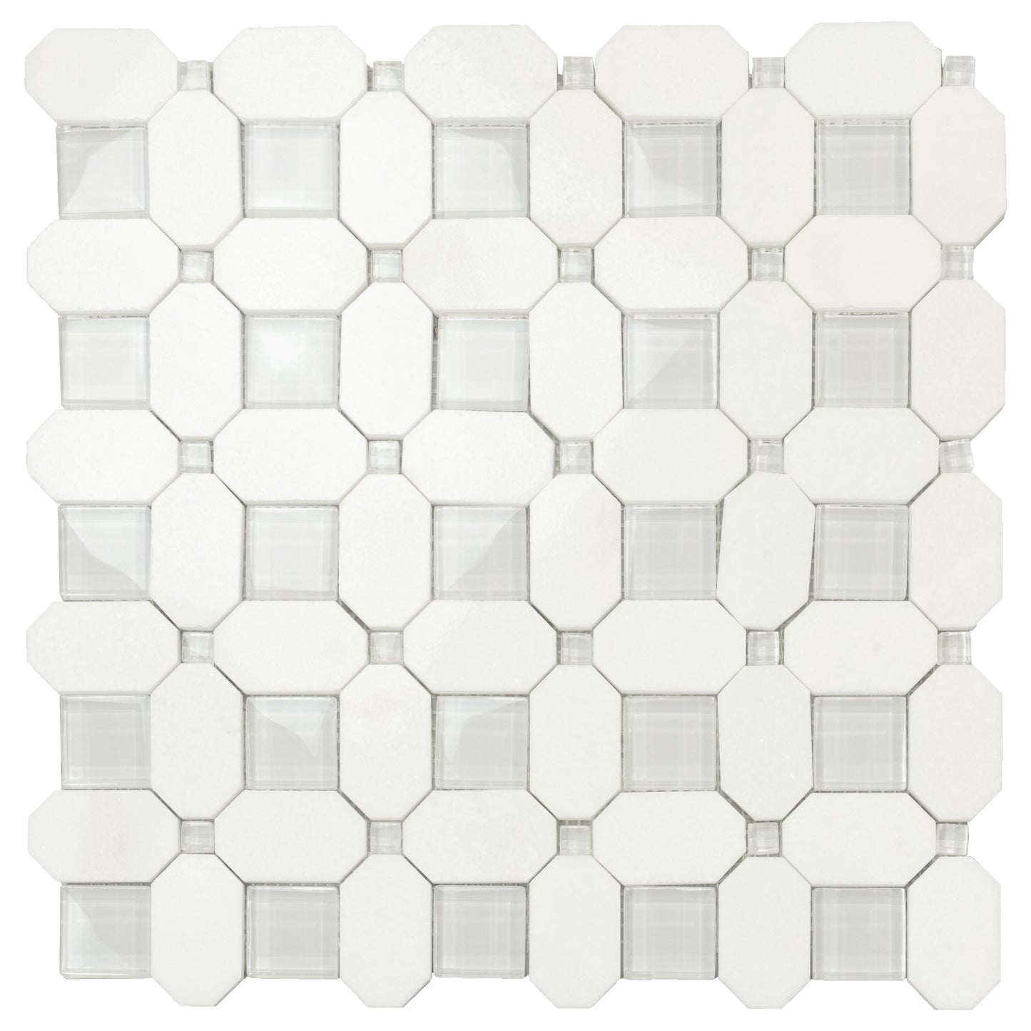 White, Blue 12x12 Polished Glass Mosaic Tile