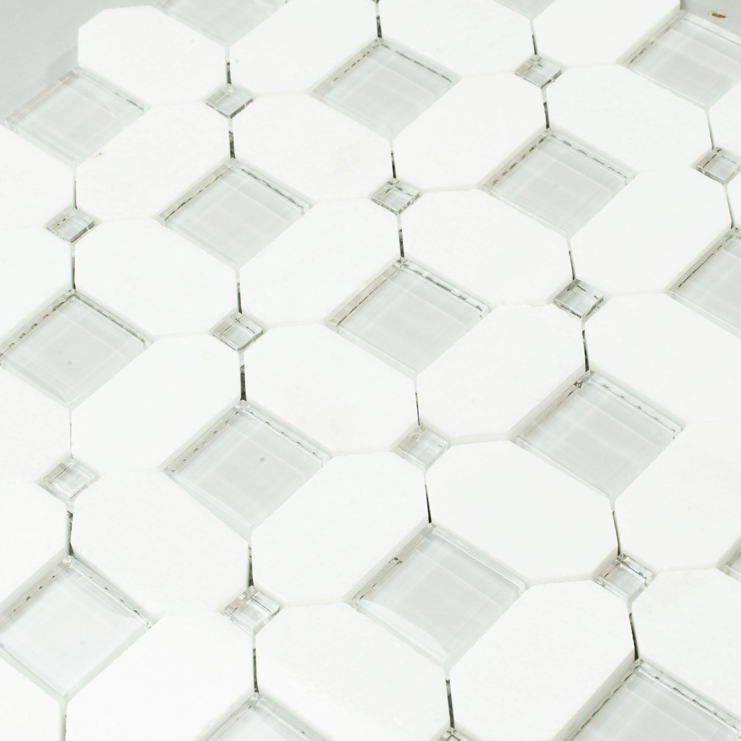 White, Blue 12x12 Polished Glass Mosaic Tile