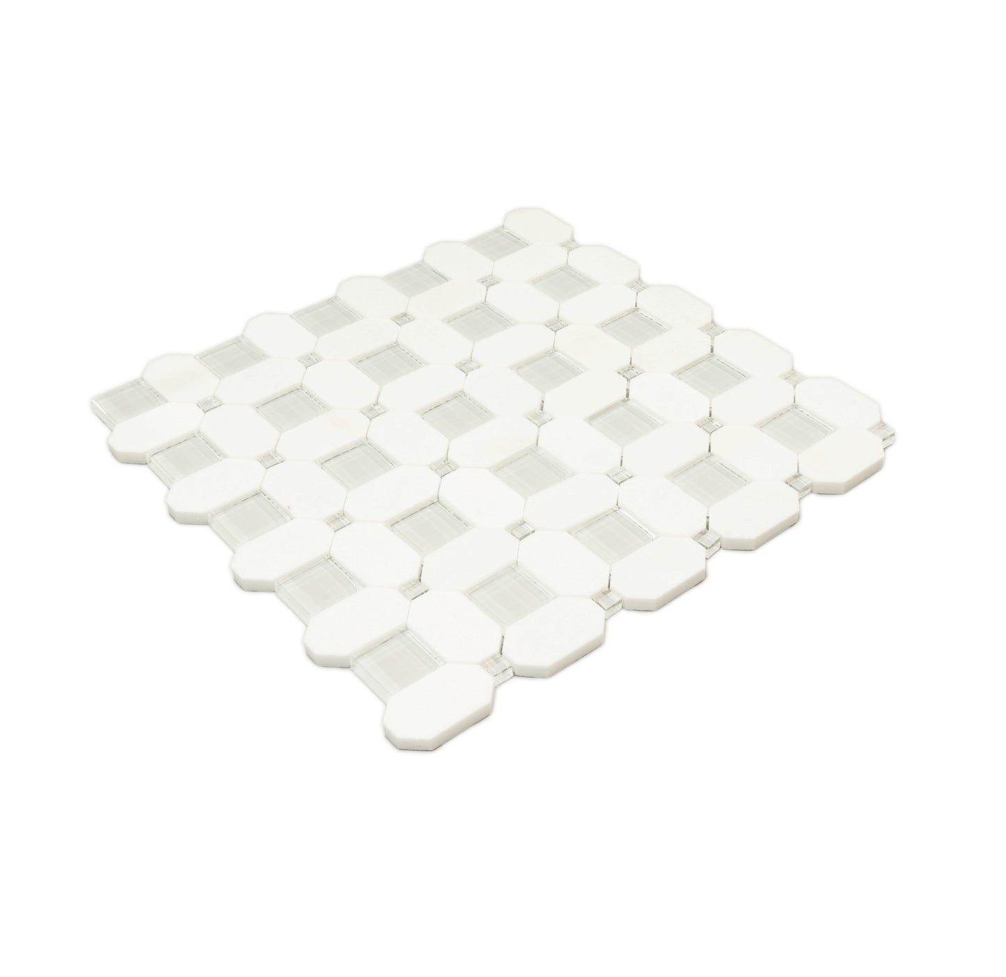 White, Blue 12x12 Polished Glass Mosaic Tile