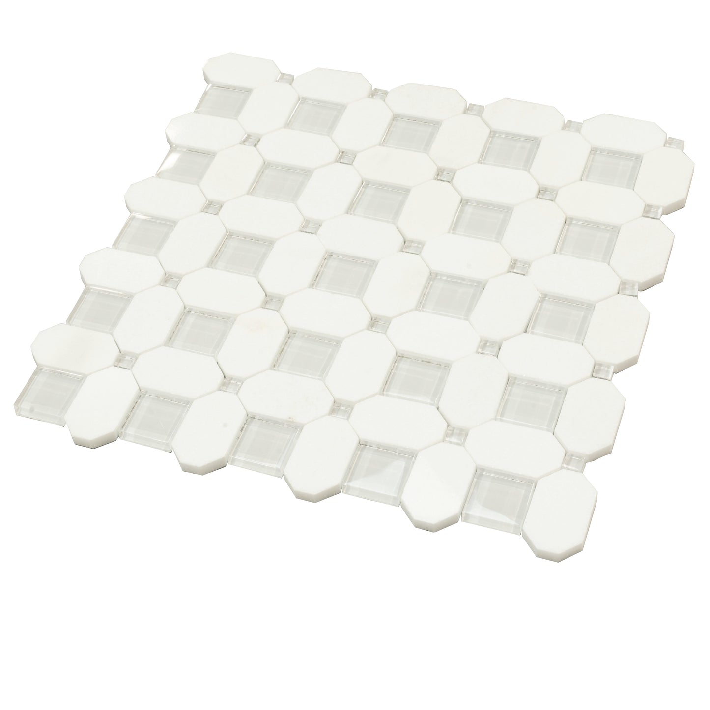 White, Blue 12x12 Polished Glass Mosaic Tile