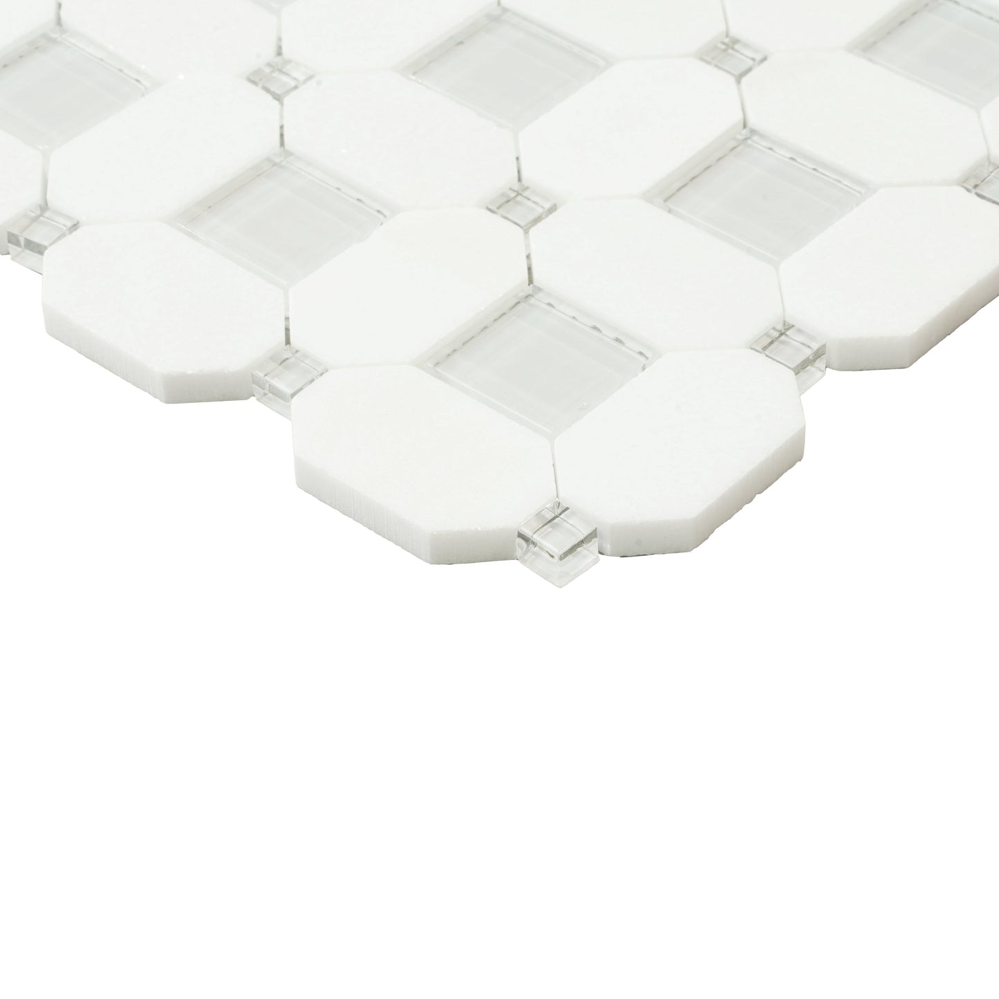 White, Blue 12x12 Polished Glass Mosaic Tile