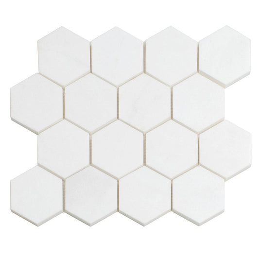 Snow White 10 x 12 Thassos Polished Marble Mosaic Tile