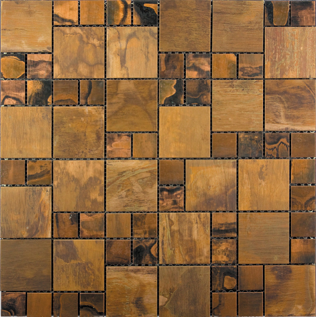 Bronze 12 x 12 Matte Metal Mosaic Tile