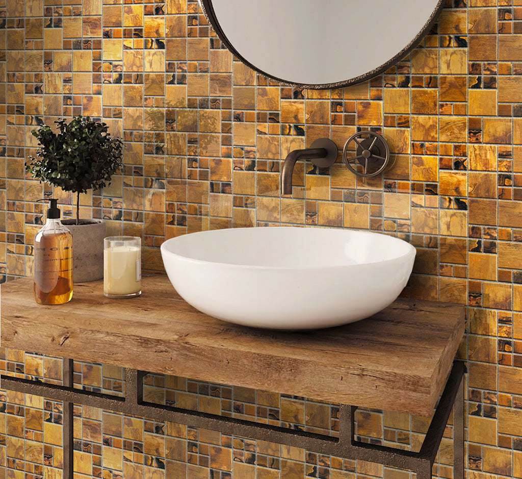 Bronze 12 x 12 Matte Metal Mosaic Tile