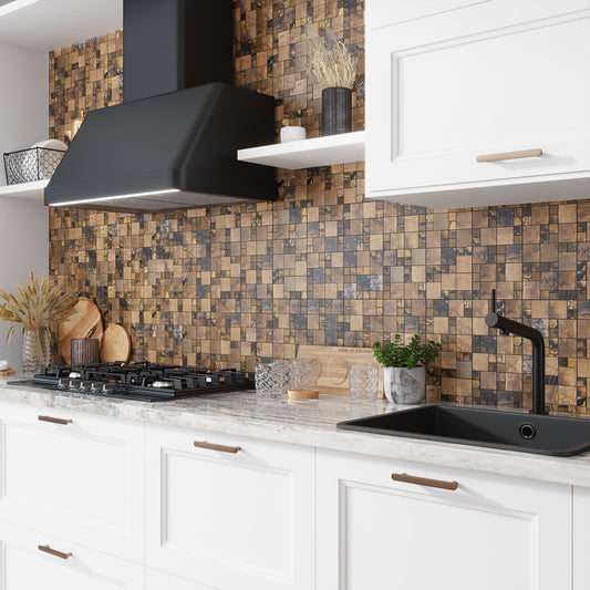 Bronze 12 x 12 Matte Metal Mosaic Tile