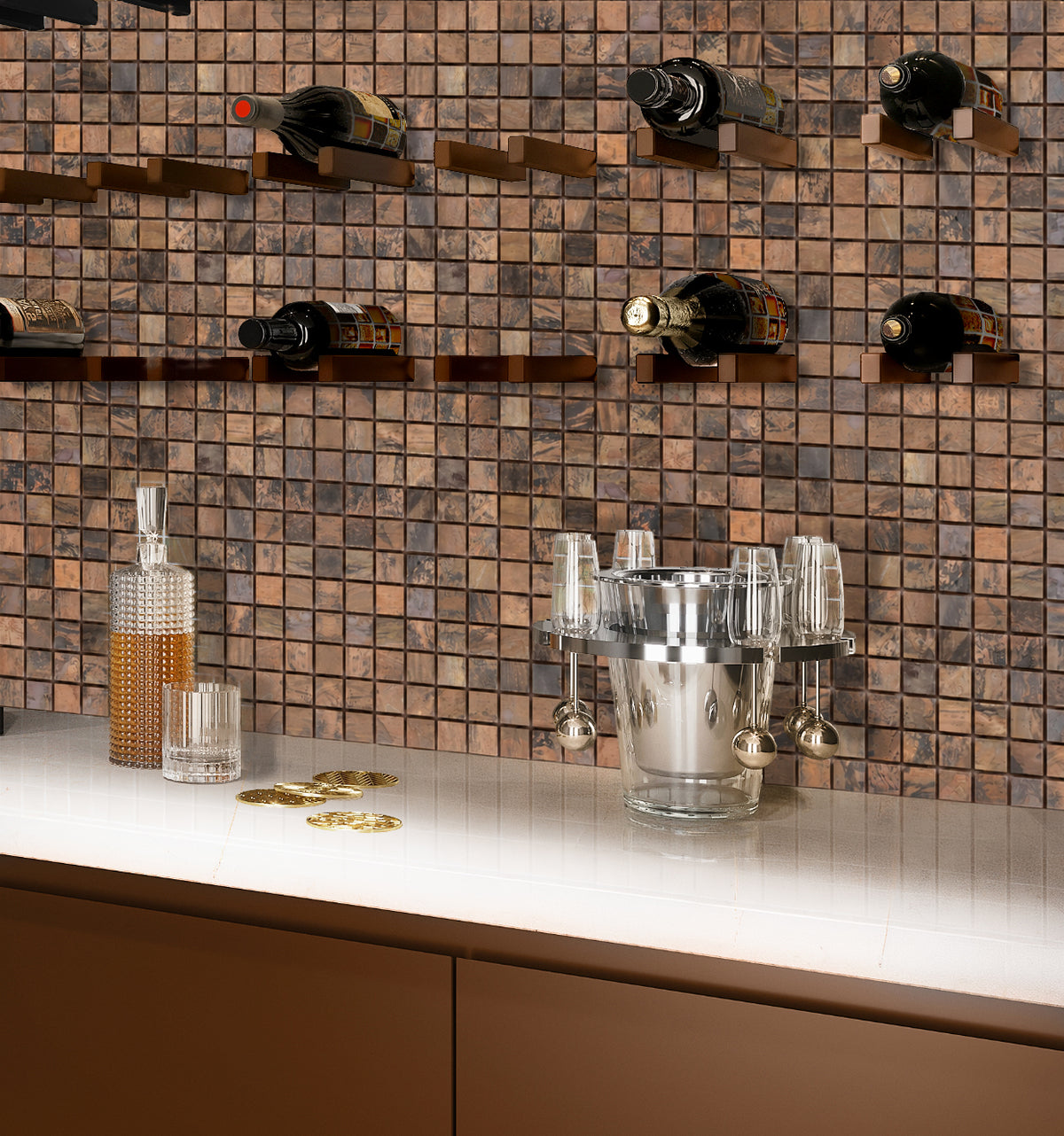 Bronze 12 x 12 Matte Metal Mosaic Tile
