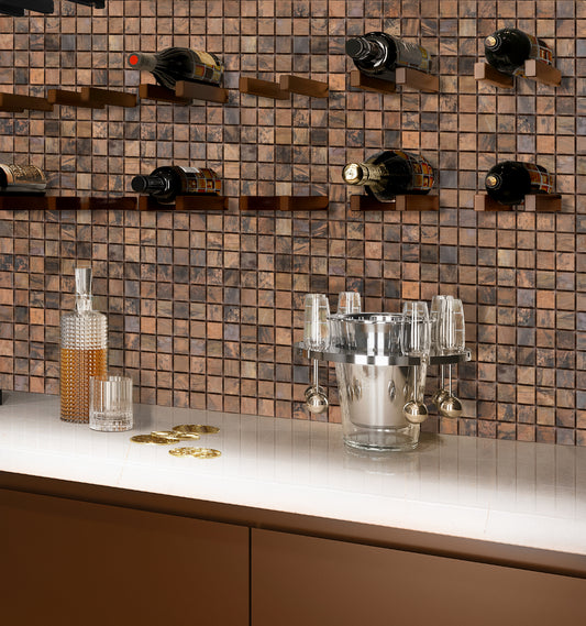 Bronze 12 x 12 Matte Metal Mosaic Tile