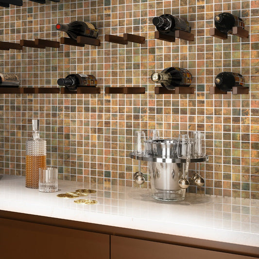 Bronze 12 x 12 Matte Metal Mosaic Tile - Sample