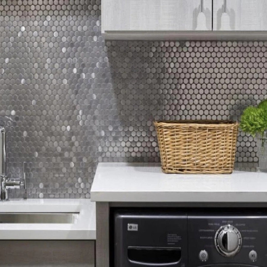 Lead Gray 12 x 12 Polished Metal Mosaic Tile