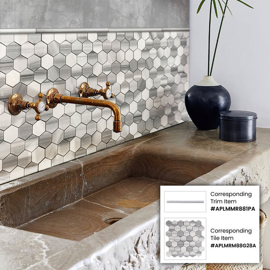 Gray 0.5 x 12 Polished Marble Pencil Trim - Sample