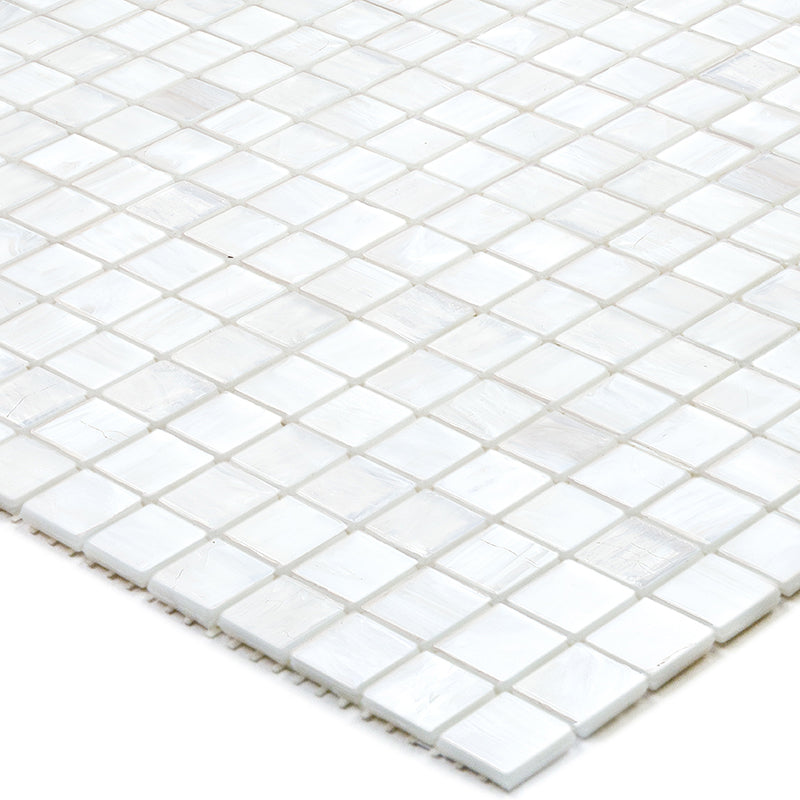 White Dove 12 x 12 Glossy Glass Mosaic Tile