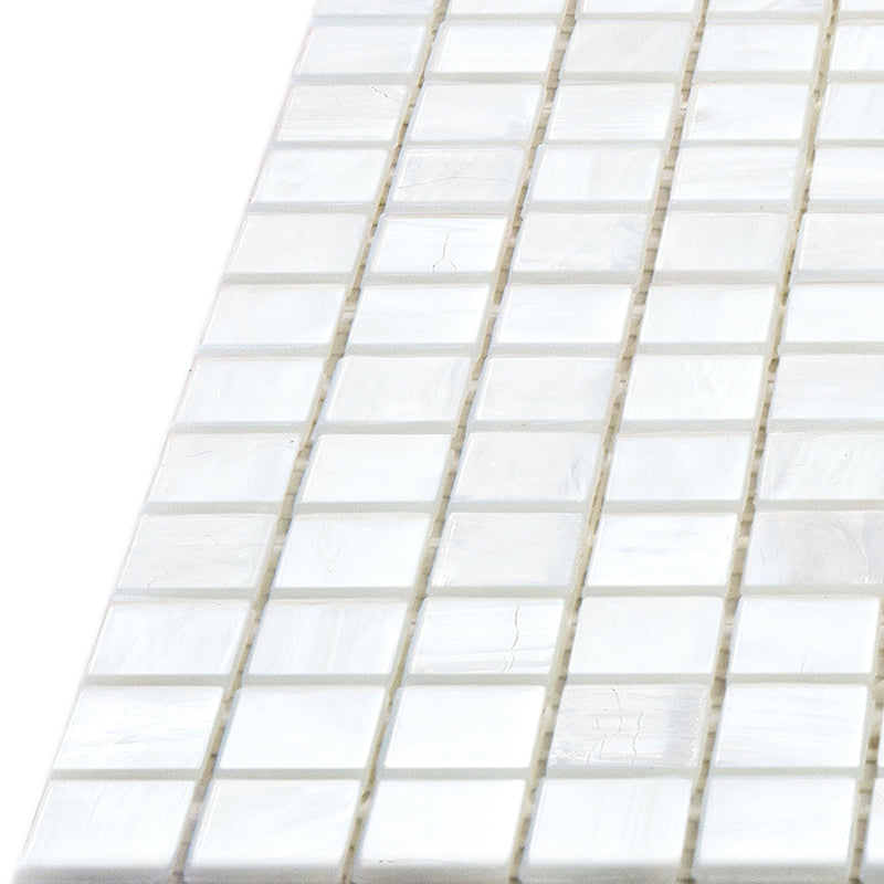 White Dove 12 x 12 Glossy Glass Mosaic Tile