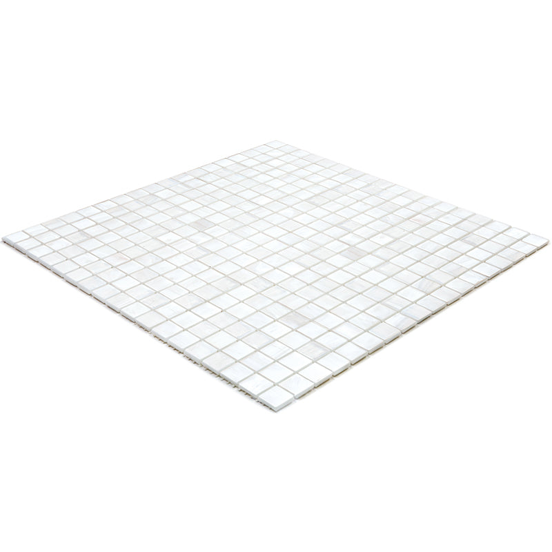 White Dove 12 x 12 Glossy Glass Mosaic Tile