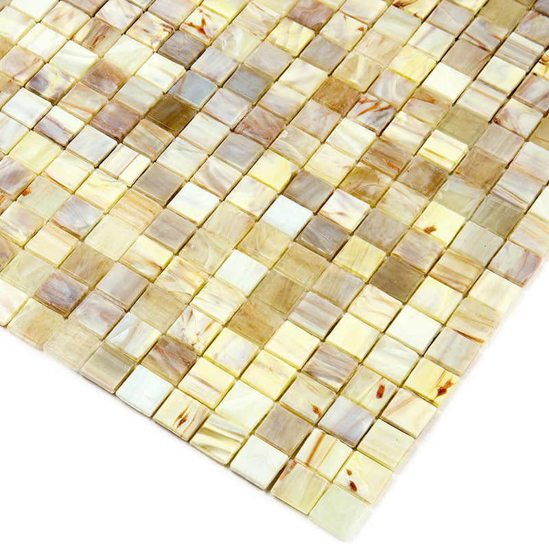 Parchment Beige 12 x 12 Glossy Glass Mosaic Tile