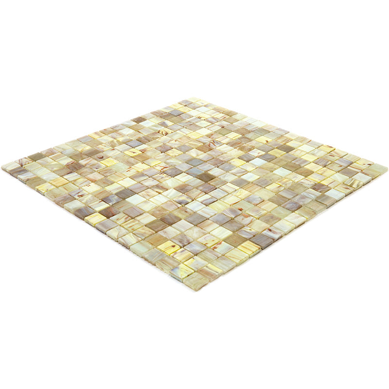 Parchment Beige 12 x 12 Glossy Glass Mosaic Tile