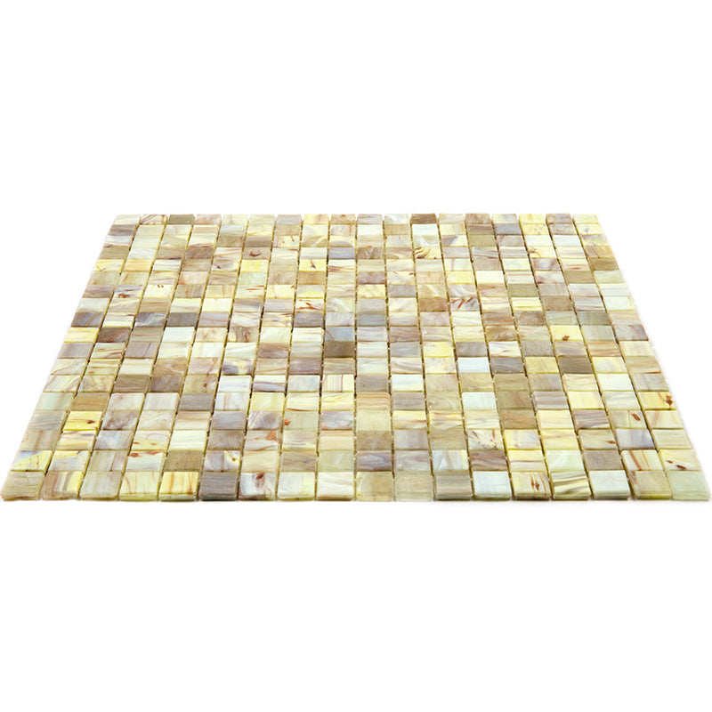 Parchment Beige 12 x 12 Glossy Glass Mosaic Tile