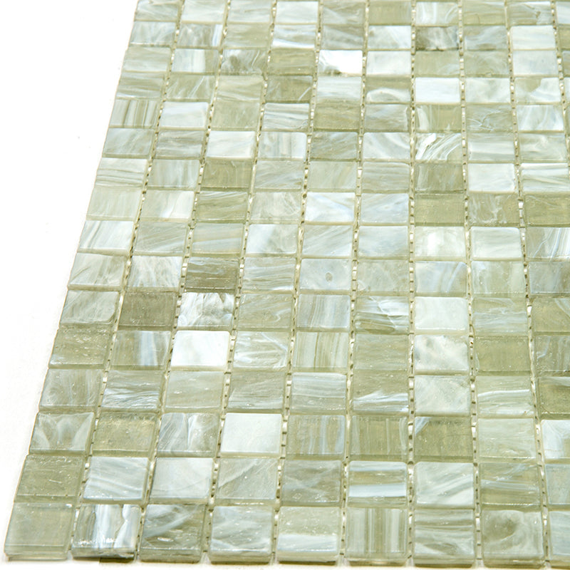 Stone Gray 12 x 12 Glossy Glass Mosaic Tile