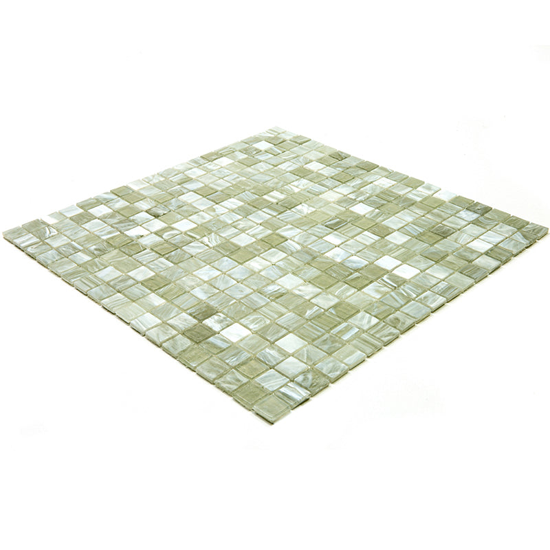 Stone Gray 12 x 12 Glossy Glass Mosaic Tile