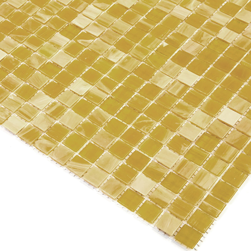 Butter Beige 12 x 12 Glossy Glass Mosaic Tile