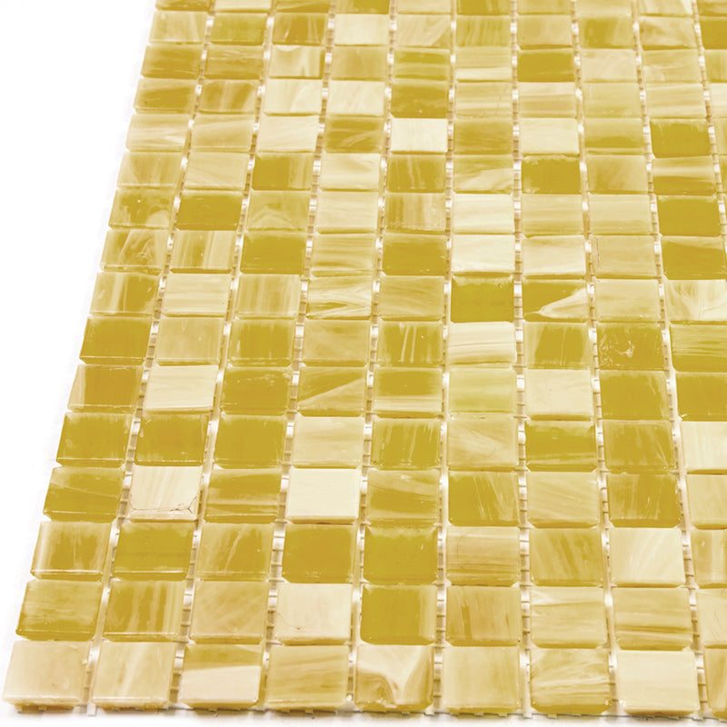 Butter Beige 12 x 12 Glossy Glass Mosaic Tile