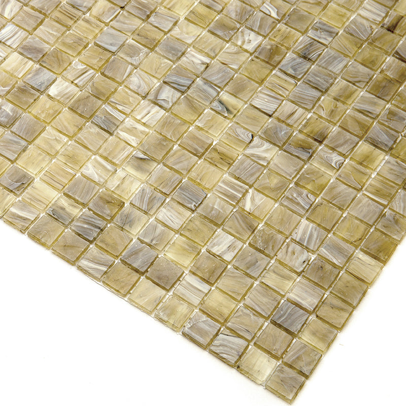 Golden Brown 12 x 12 Glossy Glass Mosaic Tile