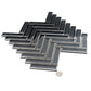 Gray 12x12 Glossy Glass Herringbone Mosaic Tile - Sample