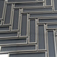 Gray 12x12 Glossy Glass Herringbone Mosaic Tile