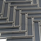 Gray 12x12 Glossy Glass Herringbone Mosaic Tile - Sample