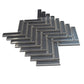Gray 12x12 Glossy Glass Herringbone Mosaic Tile