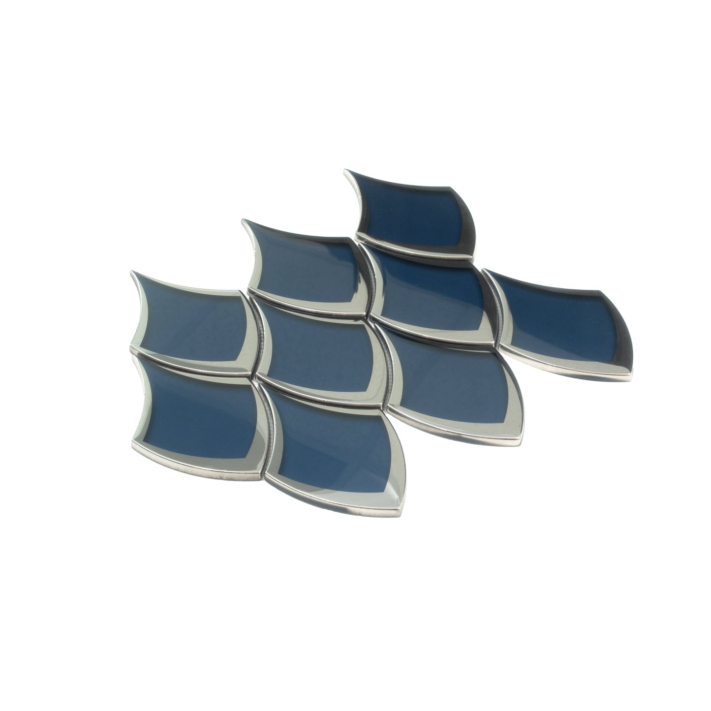 Blue, Gray 10x12 Glossy Glass Arabesque, Fan Mosaic Tile