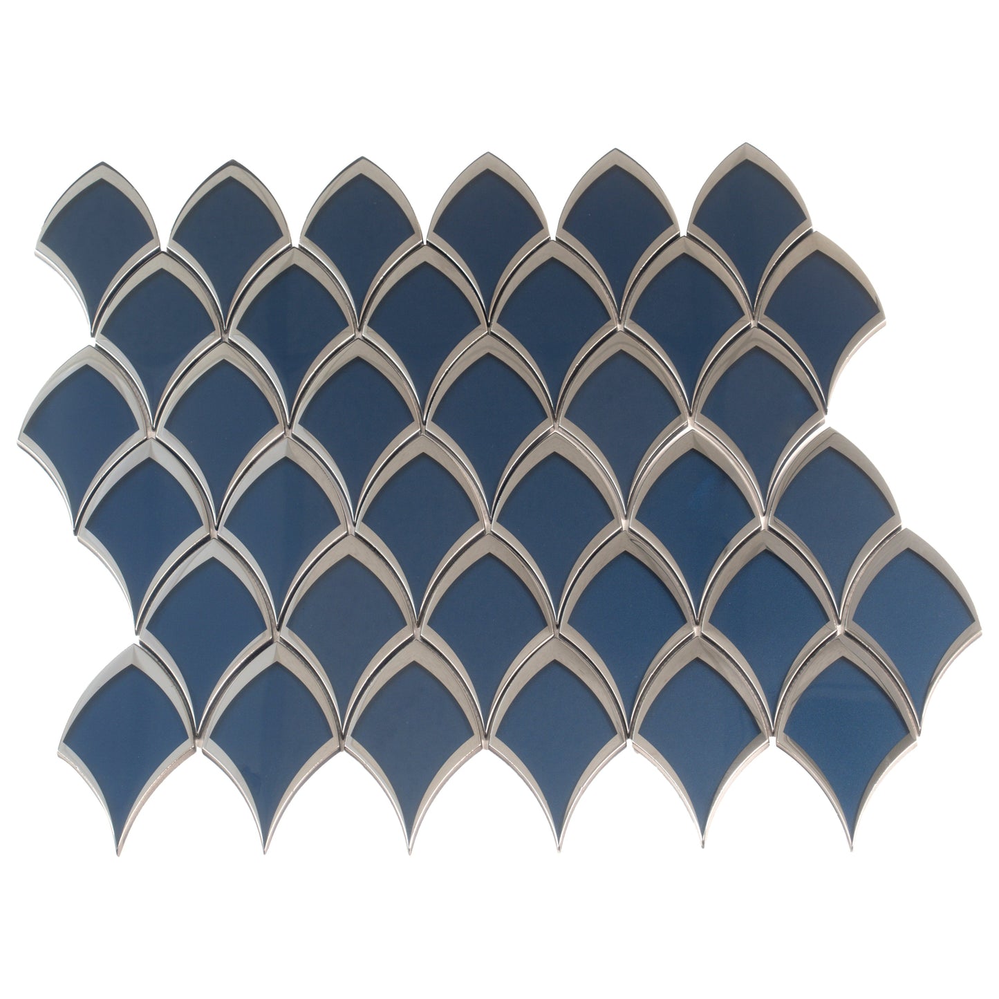 Blue, Gray 10x12 Glossy Glass Arabesque, Fan Mosaic Tile