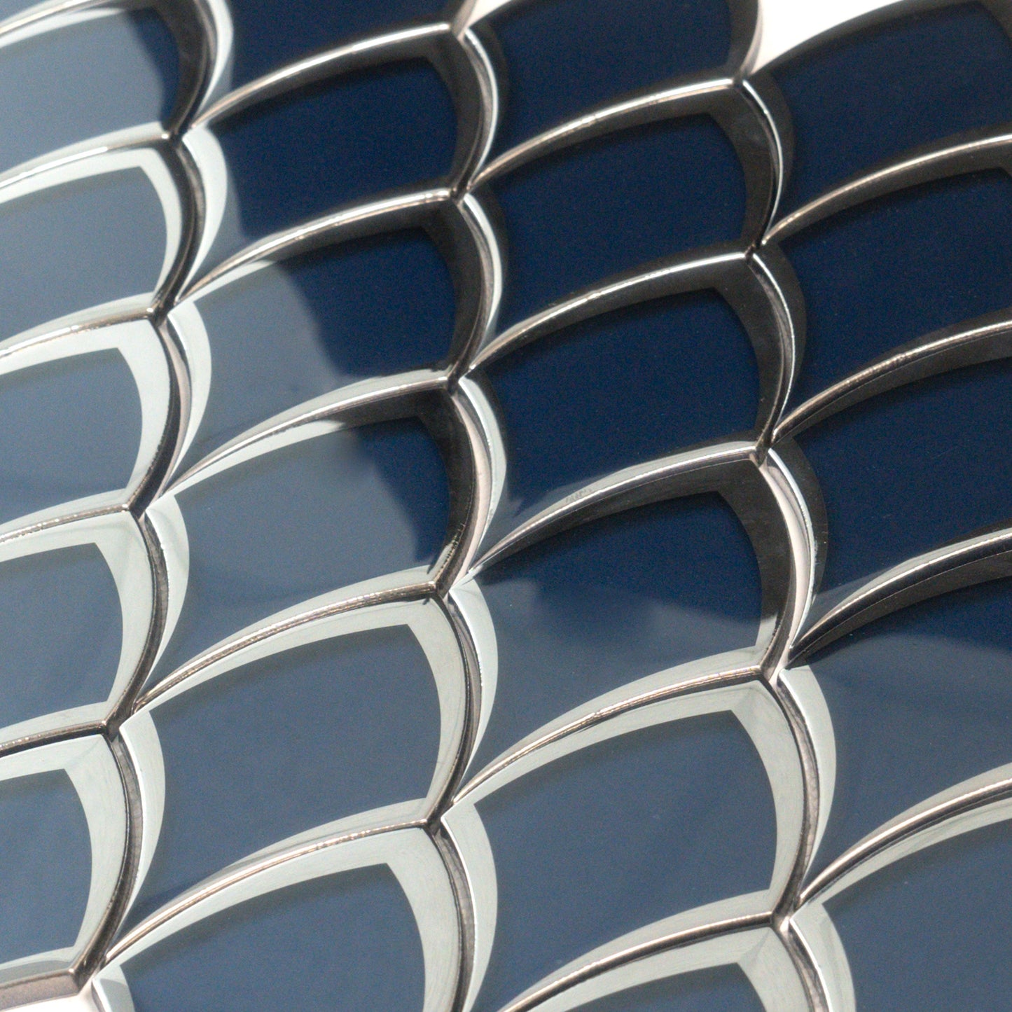Blue, Gray 10x12 Glossy Glass Arabesque, Fan Mosaic Tile - Sample
