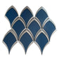 Blue, Gray 10x12 Glossy Glass Arabesque, Fan Mosaic Tile - Sample