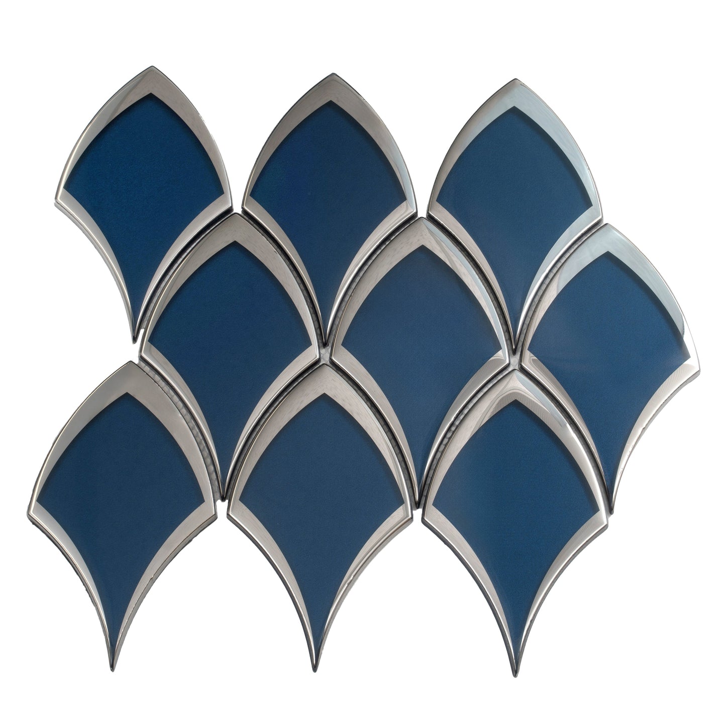 Blue, Gray 10x12 Glossy Glass Arabesque, Fan Mosaic Tile - Sample