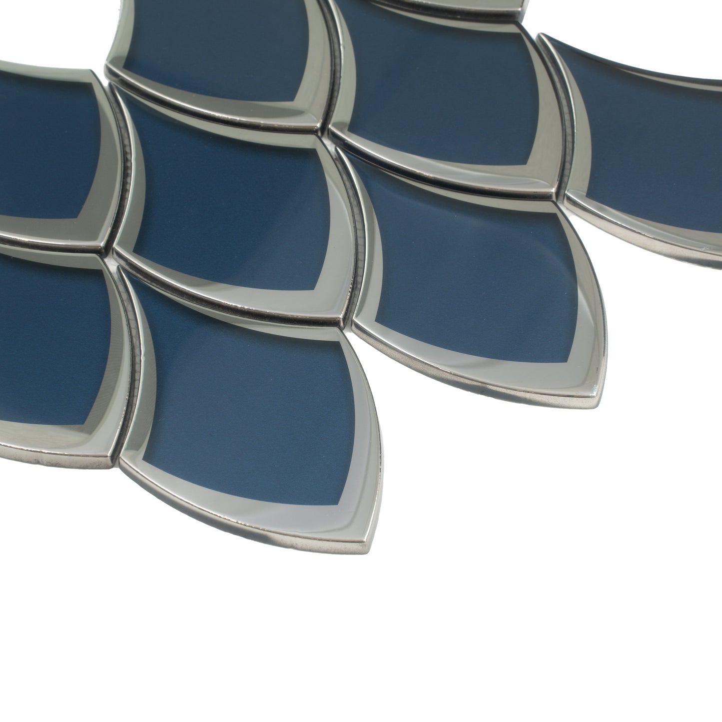 Blue, Gray 10x12 Glossy Glass Arabesque, Fan Mosaic Tile - Sample