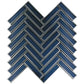 Blue, Gray 12x12 Glossy Glass Herringbone Mosaic Tile