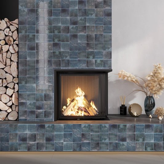 Spruce Blue 4 x 4 Glossy Ceramic Square Tile