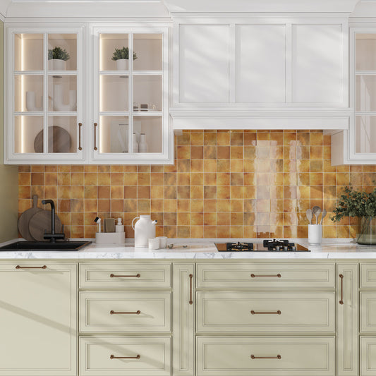 Honey Orange 4 x 4 Glossy Ceramic Square Tile - Sample